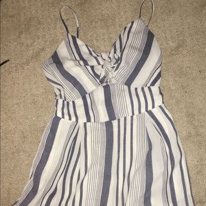 Blue/White Striped Romper with stomach cut out